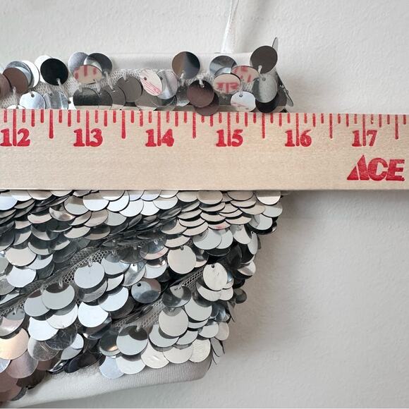 Bardot Cosmic Silver Sequin Bandeau Tube Top US Size 6 - Picture 8 of 10